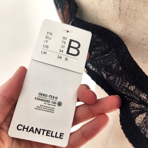 Chantelle Women Black/Gold Laced Mesh Montaigne Demi Underwire Bra Size 34B - Picture 5 of 6